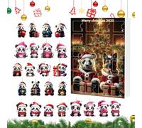 Christmas Ornament Countdown Calendar - 24 Day Holiday Decor, 2D Acrylic Panda, Cute Animal Pendants, Festive Hanging Decoration | Christmas Calendar For Window Car Mirror Wall Door Tree 2025 D
