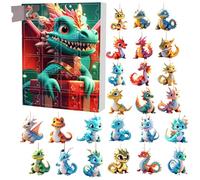 Christmas Ornament Countdown Calendar - 24 Days Countdown Christmas Tree Dinosaur Ornament | Fun 2D Acrylic Dinosaur Decorations For Home Door Car Backpack Display And Others