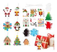 Christmas Ornament Craft - 2D DIY Holiday Decorations with Stickers, Fun Ornament Making stuff for Kids and Adults to Decorate Christmas Tree glasses or Home, 4,72 x 3,94 Inches