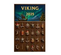 Christmas Ornaments Calendar - 24 Pieces 2D Acrylic Runic Helmet Decorations, Festive Countdown Pendant Set for Holiday Party Offices Home Room Bedroom, Nordics Style Decor, Acrylic