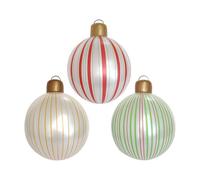 Christmas Ornaments - Christmas Ball Ornaments, 15.75inches Outdoor ChristmaAs Ball Ornament, 3 Pieces Striped Design Pvc Holiday Blow Up Ballon For Indoor Home Porch Yard Lawn Patio Garden