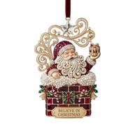 Christmas Ornaments Santa Rhinestone 2D Acrylic Funny Decoration