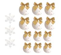 Christmas Ornaments Set | 15 Pieces Foam with Bow | Tree Balls Shatterproof Christmas Ornaments | for Outdoor Wall Window Door Mantel Fireplace Living Room Office Farmhouse Party