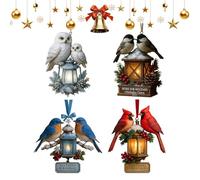 Christmas Ornaments Set - 2D Acrilico Lantern Decorations | 4 pezzi Bird Christmas Ornaments | Acrylic Lantern Crafts Pendant For Home Holiday Winter Festival Mantle Fireplace Door Party Photo Props |