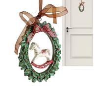 Christmas Ornaments Set, Resin Vintage Decorative Wreaths, Retro Holiday Pendant Decorations, Resin Material, Festive Indoor Outdoor Hanging Décor, Home, Patio, Lawn, and Party