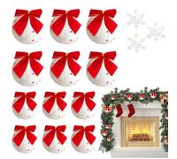 Christmas Ornaments Set, Shatterproof Tree Balls for Outdoor Wall, 15 Pieces Foam with Bow, Home Accessories for Window, Door, Mantel, Fireplace, Living Room, Office, Farmhouse, 7.28x2.95x2.17 inches