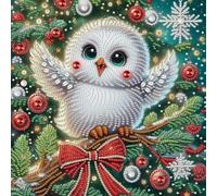 Christmas Owl AT859 - Trapano parziale a forma di gufo, 30 x 30 cm