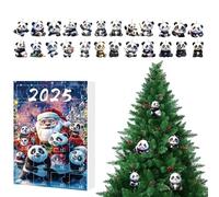 Christmas Panda Advent - 24 Days Countdown Holiday Set for Festive Surprise, Daily Acrylic Animal Ornaments with Cute for Tree Window Wall Door Car Rearview Mirror Backpack, Multicolor