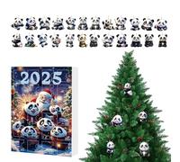 Christmas Panda Advent - 24 Days Countdown Holiday Set for Festive Surprise, Daily Acrylic Animal Ornaments with Cute for Tree Window Wall Door Car Rearview Mirror Backpack, Multicolor