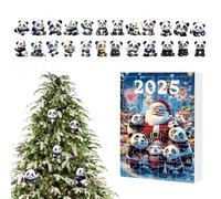 Christmas Panda Advent - 24 Days Countdown Holiday Set for Festive Surprise, Daily Acrylic Animal Ornaments with Cute for Tree Window Wall Door Car Rearview Mirror Backpack, Multicolor
