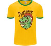Christmas Papasaurus T-Rex Dinosaur Uomo Ringer T-Shirt FotL
