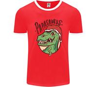 Christmas Papasaurus T-Rex Dinosaur Uomo Ringer T-Shirt FotL
