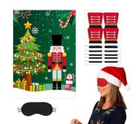 Christmas Party Games - Interactive Pin The Hat Toy for Festive Entertainment | Fun Nutcracker Theme with Reusable Game Sheet, Engaging Group Activity, Ideal for Family Holiday Gathering, 51,4 x 28,3
