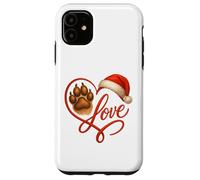 Christmas Paw Love Heart Santa Dog Mom Funny Pet Lover Dogs Custodia per iPhone 11