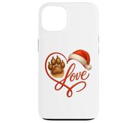 Christmas Paw Love Heart Santa Dog Mom Funny Pet Lover Dogs Custodia per iPhone 13
