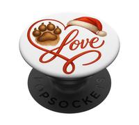 Christmas Paw Love Heart Santa Dog Mom Funny Pet Lover Dogs PopSockets PopGrip Adesivo