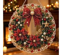 Christmas Pearl Art DIY Diamond Painting Hanging Suncatcher Ornament，#E