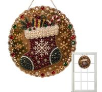 Christmas Pearl Art Kit - Vibrant Shiny Acrylic Round Board DIY Craft with