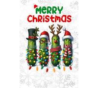 Christmas Pickle Party Notebook: Cute Festive Journal with Funny Green Characters & Holiday Lights: Perfect Gift Idea | 6x9 Size, 150 Lined Pages | Snowflake & Lights Background