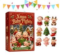 Christmas Pig Countdown | 24 Day 2D Acrylic Festive Entryway Animal Figures | Family Christmas Countdown Miniature Christmas Figurines For Desk Home Kids Teens Adults Holiday Seasonal Thanksgiving Tree
