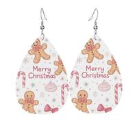 Christmas Pink Gingers Bread & Candy Cane Orecchini In Pelle Penzolare Orecchini Divertenti Orecchino In Pelle Per Feste Decorazioni