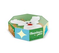 Christmas Pins, Le renne: Coffret avec une broche renne qui clignote, une épingle avec des grelots, un petit livre de recettes de Noël
