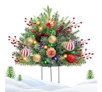 Christmas Planter Filler - Fake Tree with LEDs, Outdoor Ground Christmas Tree with Tripod Stake | Decorative Planter Filler for Home, Apartment, School, Dormitory, Cemetery & Front Porch Decorations