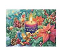 Christmas Poinsettia Candle Puzzle 500 Pezzi Rompicapo Per Tutte Le Occasioni Happy Time Versatile E Divertente Rilassamento Garantito Regalo Per Compleanni E Feste 500 PCS