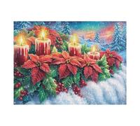 Christmas Poinsettia Flower Rompicapo 500 Pezzi Per Nonni E Nipoti Cartone Rigido Esercizio Mentale Per Serate in Famiglia Da Passatempo Con Poster Incluso 500 PCS（52×38cm）