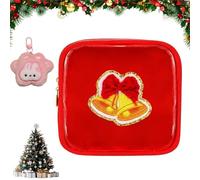 Christmas Preppy Patch Makeup Bags, 12 Pcs Xmas Mini Zippered Pouch, 12-Pack Christmas Mini Clear Zippered Pouch, Pouches Daily Use Storage Purse, for Xmas, New Year, Travel (I)