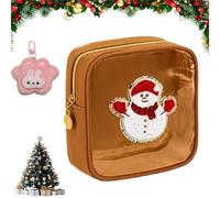 Christmas Preppy Patch Makeup Bags, 12 Pcs Xmas Mini Zippered Pouch, 12-Pack Christmas Mini Clear Zippered Pouch, Pouches Daily Use Storage Purse, for Xmas, New Year, Travel (F)