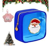 Christmas Preppy Patch Makeup Bags, 12 Pcs Xmas Mini Zippered Pouch, 12-Pack Christmas Mini Clear Zippered Pouch, Pouches Daily Use Storage Purse, for Xmas, New Year, Travel (G)