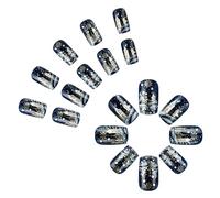 Christmas Press On Nails Winter False Nails Con Disegni Fiocchi Neve Coperture Full Acriliche Lucide Bastoni 24pcs Nail Art