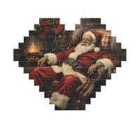 Christmas Print Art Brick Puzzle a forma di cuore fai da te Building Blocks Set 3D Puzzle Home Decor 53 pezzi