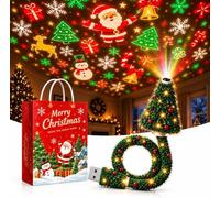 Christmas Projector Light Plug and Play HD Christmas Projector | USB Powered Christmas Night Light with 6+ Holiday Patterns, Flexible Tree Lamp for Bedroom, Ceiling, Desk & Holiday Decor