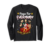 Christmas Pugs for Everybody Santa's Sleigh Pug Dog Lover Maglia a Manica