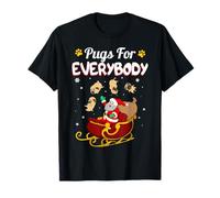Christmas Pugs for Everybody Santa's Sleigh Pug Dog Lover Maglietta