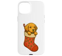 Christmas Puppy in Stocking Cute Holiday Dog Winter Custodia per iPhone 15 Plus
