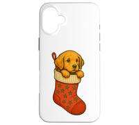 Christmas Puppy in Stocking Cute Holiday Dog Winter Custodia per iPhone 16 Plus