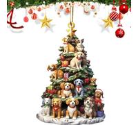 Christmas Puppy Tree Ornament - 2D Acrylic Christmas Tree Pupies Pendant | Decorative Stack of Puppies Ornament for Tree, Car Charm, Unique Holiday Decor for Pet Lovers, Christmas Tree Decor