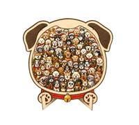 Christmas Puzzle - Wooden Animal Interactive Desk Decor & Frame | 100+ Pcs | Festive Canine Wooden Display Puzzle with Frame & Stand | Acrylic Cover Animal Jigsaw Decor for Dog Lovers