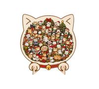 Christmas Puzzle - Wooden Animal Interactive Desk Decor & Frame | 100 pezzi | Festive Canine Wooden Display Puzzle con cornice e supporto | Acrilico Cover Animal Jigsaw Decor for Dog Lovers