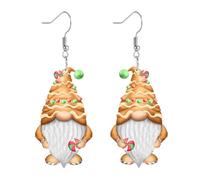 Christmas Pygmy Earrings And Fun Holiday Fashion Accessories Decorated Ring Santa Ear Hook Christmas Tree Dwarf Hat Earrings Orecchini A Cerchio Grandi (Yellow, One Size)