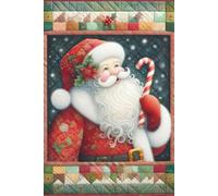 Christmas Quilt Notebook: Vintage Patchwork Santa Holding a Candy Cane Cover | 6 x 9 College Ruled Notebook | 120 Lined Pages | Matte Finish Holiday Journal | Cozy Christmas Gift #3