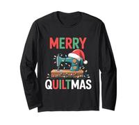 Christmas Quilting Machin with Xmas Light TeeMerry Quiltmas Maglia a Manica