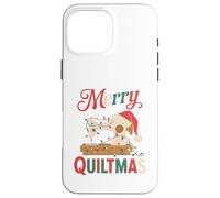 Christmas Quilting Machine with Xmas Light Merry Quiltmas Custodia per iPhone 16 Pro Max