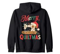 Christmas Quilting Machine with Xmas Light Merry Quiltmas Felpa con Cappuccio