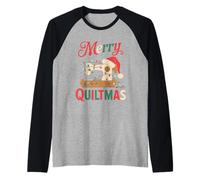 Christmas Quilting Machine with Xmas Light Merry Quiltmas Maglia con Maniche Raglan