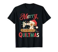 Christmas Quilting Machine with Xmas Light Merry Quiltmas Maglietta