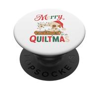 Christmas Quilting Machine with Xmas Light Merry Quiltmas PopSockets PopGrip Adesivo